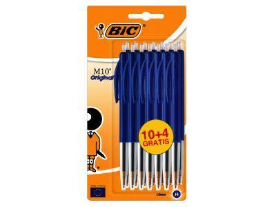 Balpen Bic M10 blauw medium blister à 10+4 gratis - Printervoordeel