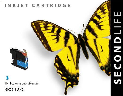 SecondLife - Brother LC 121 / 123 Cyan - 10ml. - Printervoordeel