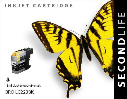SecondLife - Brother LC 221 / 223 Black - 15ml. - Printervoordeel