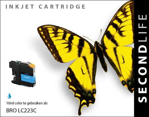 SecondLife - Brother LC 221 / 223 Cyan - 10ml. - Printervoordeel