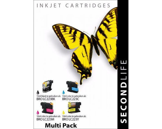 SecondLife - Multipack Brother LC 221 / 223 BK  C  M en Y - Printervoordeel