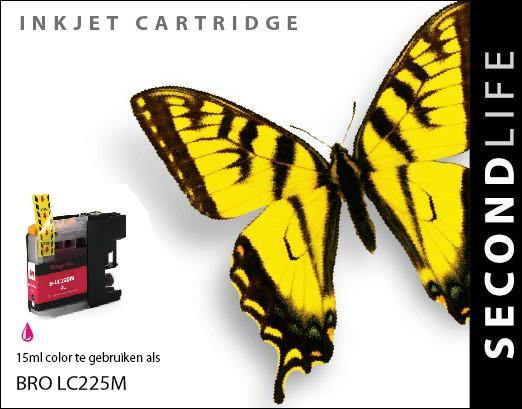 SecondLife - Brother LC 225 Magenta - 15ml. - Printervoordeel