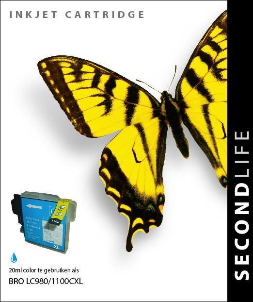 SecondLife - Brother LC 980/1100 Cyan - 20ml. - Printervoordeel