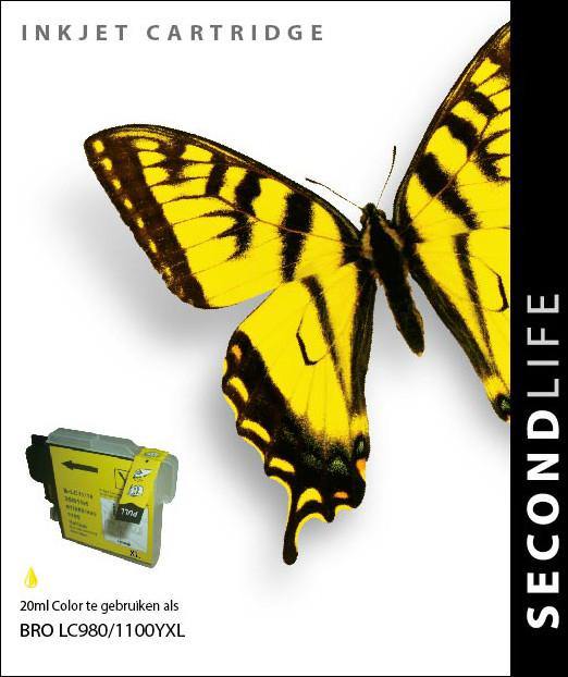 SecondLife - Brother LC 980/1100 Yellow - 20ml. - Printervoordeel