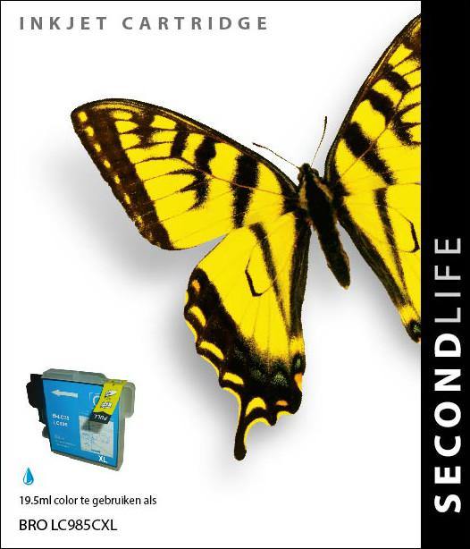 SecondLife - Brother LC 985 Cyan - 19,5ml. - Printervoordeel