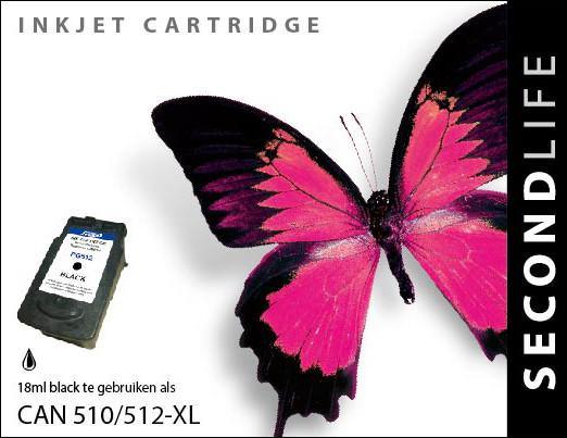 SecondLife - Canon PG 510 / 512 Black - 18ml. - Printervoordeel