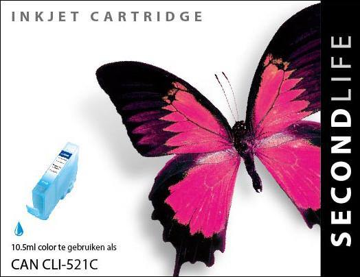 SecondLife - Canon CLI 521 Cyan - 10,5ml. - Printervoordeel