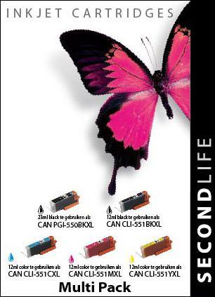 SecondLife - Multipack Canon 550 Black & 551 Serie - Printervoordeel