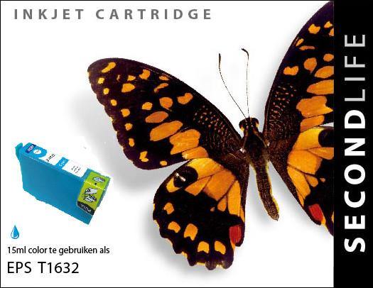 SecondLife - Epson 16 XL Cyan (T 1632) - 15ml. - Printervoordeel