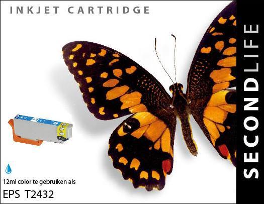 SecondLife - Epson 24 XL Cyan (T 2432) - 12ml. - Printervoordeel
