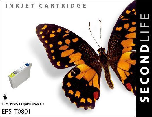 SecondLife - Epson T 0801 Black - 15ml. - Printervoordeel