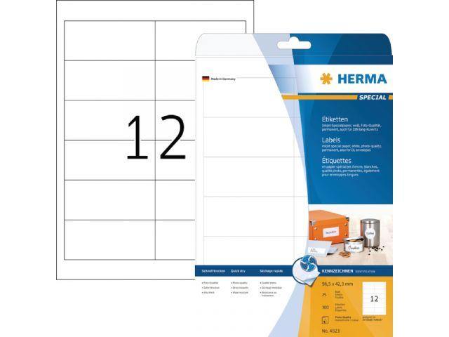 Etiket - Herma - 4823 96.5x42.3mm wit 300stuks, 12 per A4 (25 vel) - Printervoordeel