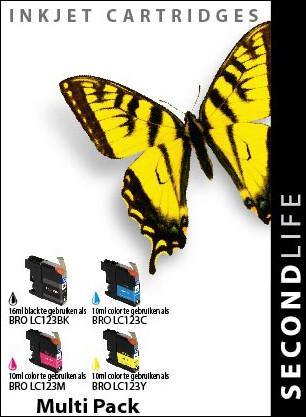 SecondLife - Multipack Brother LC 121 / 123 BK  C  M en Y - Printervoordeel
