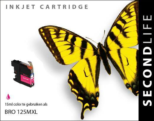 SecondLife - Brother LC 125 Magenta XL - 15ml. - Printervoordeel