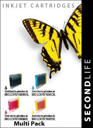 SecondLife - Multipack Brother LC 970/1000 BK  C  M en Y - Printervoordeel