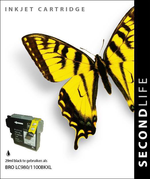 SecondLife - Brother LC 980/1100 Black - 29ml. - Printervoordeel