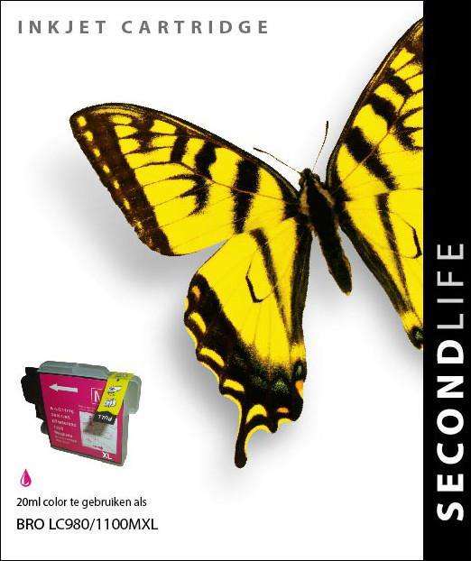 SecondLife - Brother LC 980/1100 Magenta - 20ml. - Printervoordeel