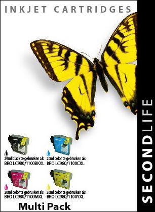 SecondLife - Multipack Brother LC 980/1100 BK  C  M en Y - Printervoordeel