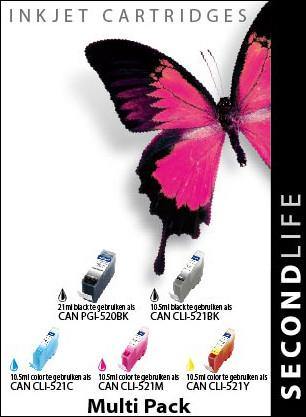 SecondLife - Multipack Canon 520 Black & 521 Serie - Printervoordeel