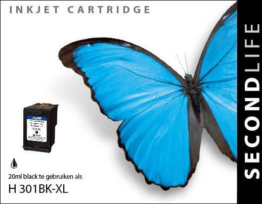 SecondLife - HP 301 XL Black - 20ml. - Printervoordeel